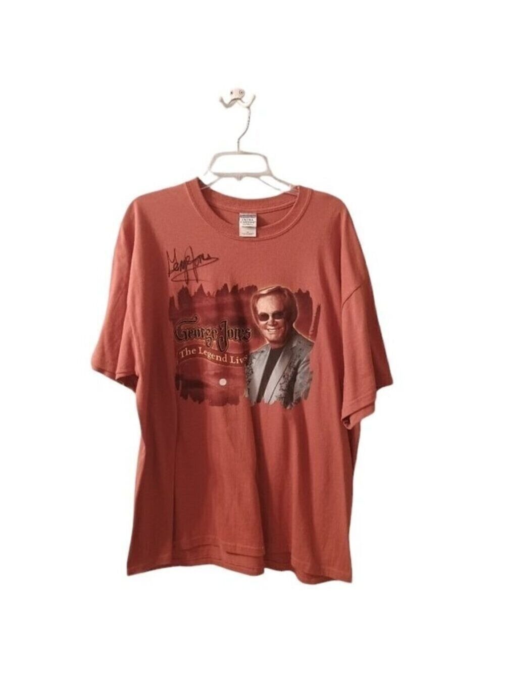 Autographed George Jones The Legend Lives Concert Tour Orange T-shirt XL - Picture 2 of 5